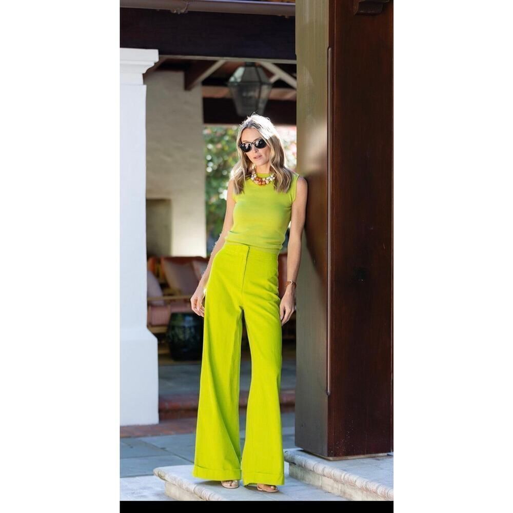 Julia Amory Chartreuse Corduroy Wide Leg Pants Women's Sz. 10